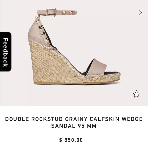 Valentino Garavani Espadrille Double rock stud grainy calf skin wedge - Picture 6 of 7